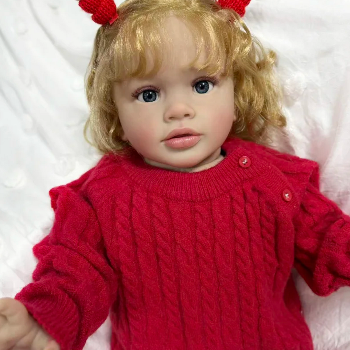 Blossom – 25 Zoll lebensechte Reborn-Kleinkind-Mädchenpuppe mit blonden Locken
