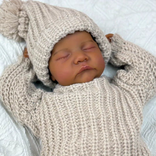 Levi – 46 cm lebensechte afroamerikanische Reborn-Babyjunge-Puppe