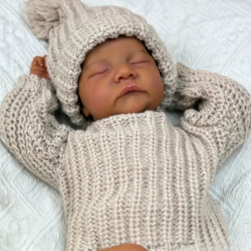 Levi – 46 cm lebensechte afroamerikanische Reborn-Babyjunge-Puppe