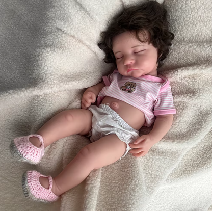 "Mila" – Die 50cm Premium Hyper-Realistische Vollkörper Weichsilikon Reborn-Baby-Mädchenpuppe mit Haaren und sichtbaren Adern