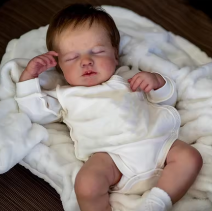 Noel – 50 cm Schlafende Reborn Babypuppe | Realistische 3D-Haut mit sichtbaren Äderchen & handgepflanztem Haar