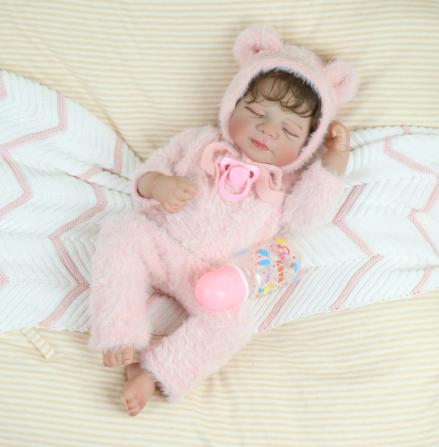 Pascale – 45 cm Vollsilikon Reborn Babypuppe Mädchen im Rosa Outfit