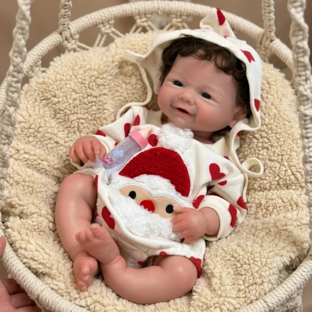 Sienna – 18 Zoll Reborn-Babypuppe aus Vollsilikon mit offenen Augen, offenem Mund & handverwurzeltem Haar