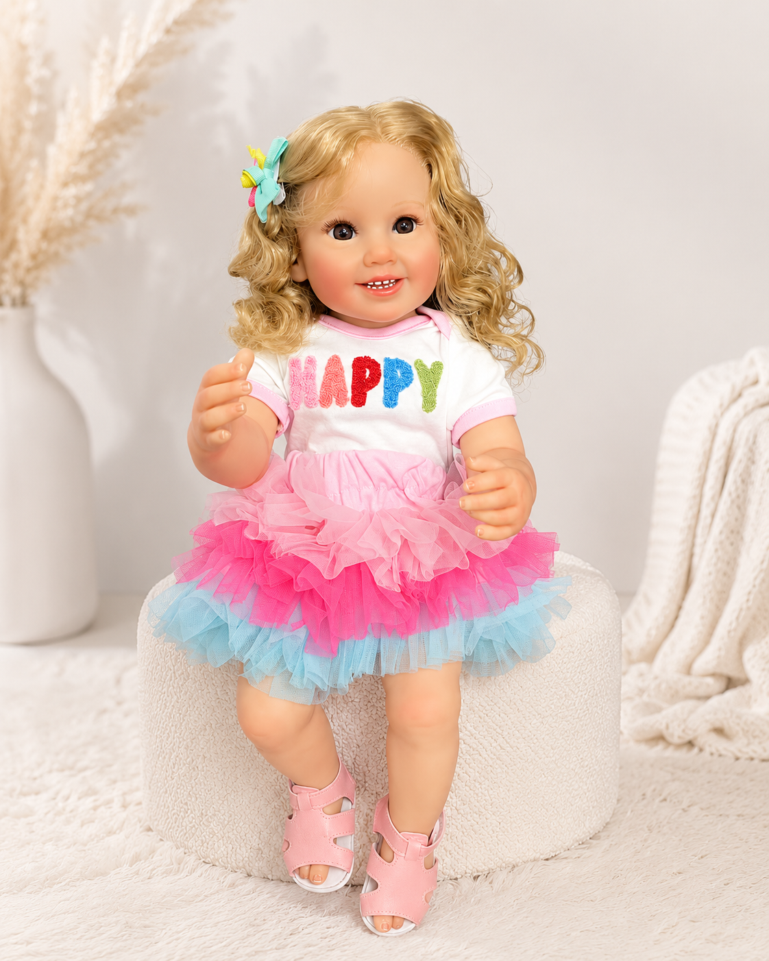 Cammi" – Die strahlende 22-Zoll-Silikon-Reborn-Babypuppe mit fröhlichem Lächeln